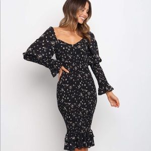 Brand New, never worn black floral dress with tags